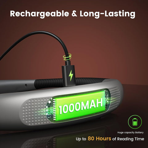 Glocusent Reading Light,Bendable Neck Light,80-hr Rechargeable Book Light