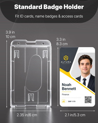 Pawfly 50 Pack Vertical 2-Card Badge Holder with Thumb Slot Hard Transparent PC Case Protector for Office School IDs Credit Cards Driver’s Licenses and Passes