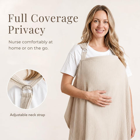 Konssy Muslin Nursing Cover Up for Breastfeeding with Rigid Hoop