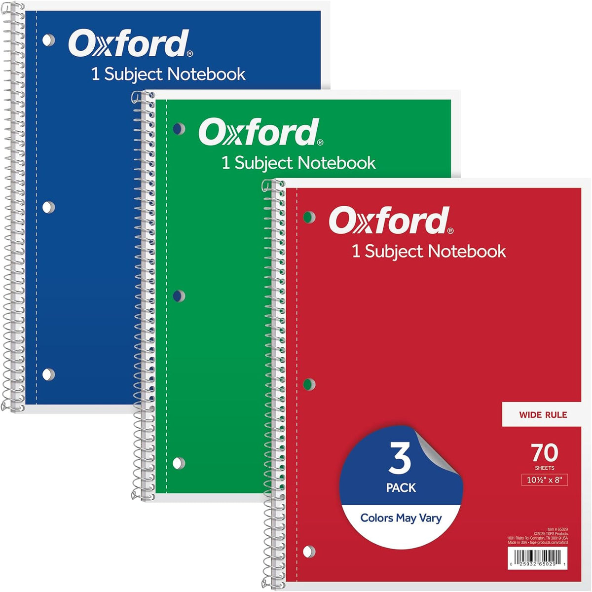 Oxford Wide Rule 1-Subject Spiral Notebook