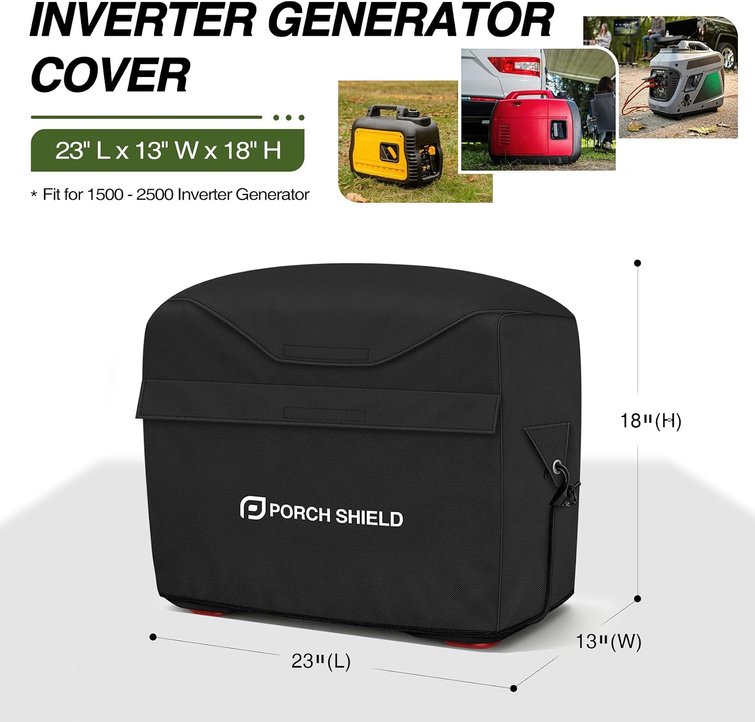Porch Shield Inverter Generator Cover for 1000-2000W, 19x13x17 Inch, Black