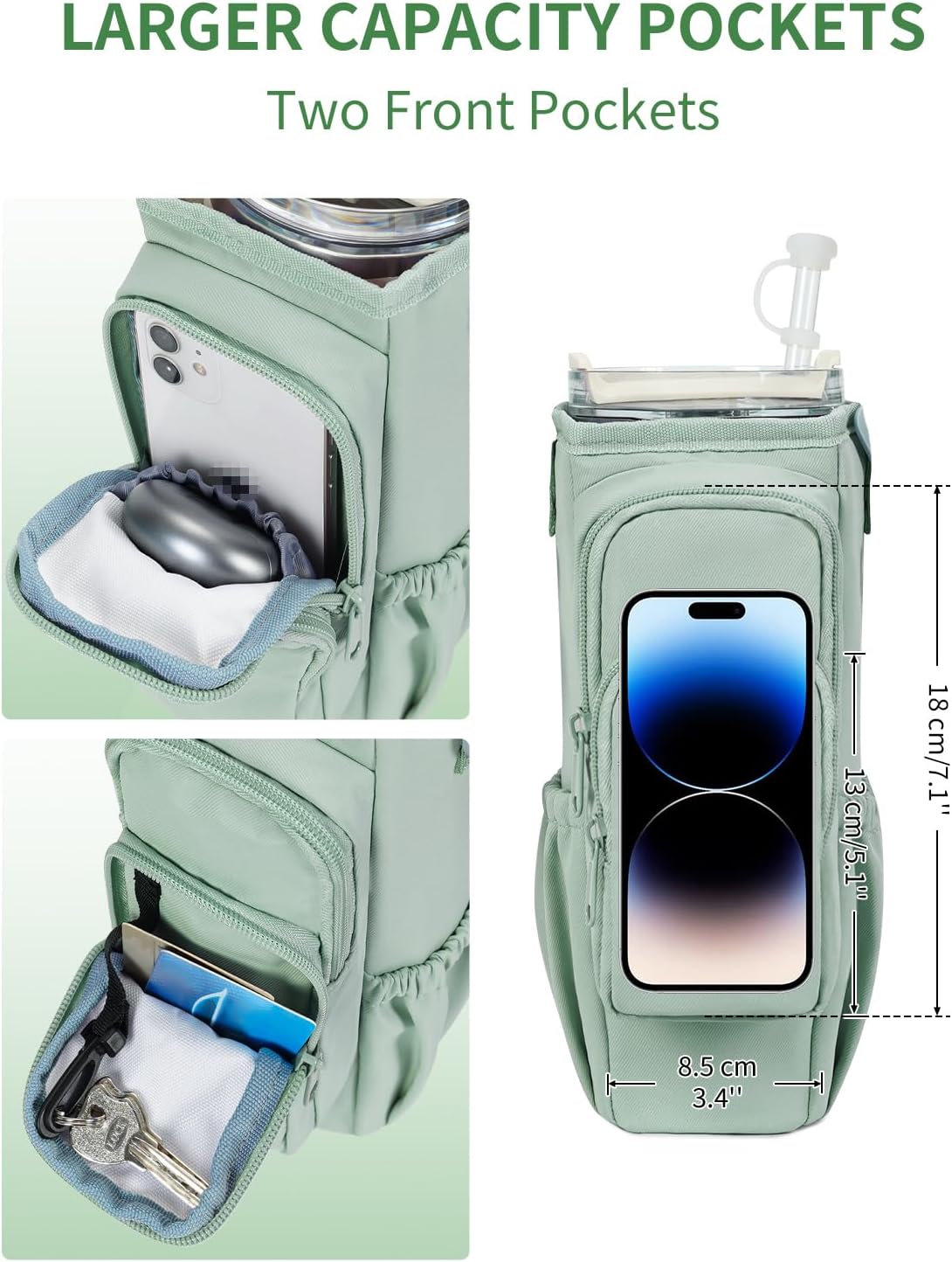 sportsnew 30/40oz Crossbody Water Bottle Holder Anti-Tip Tumbler Carrier