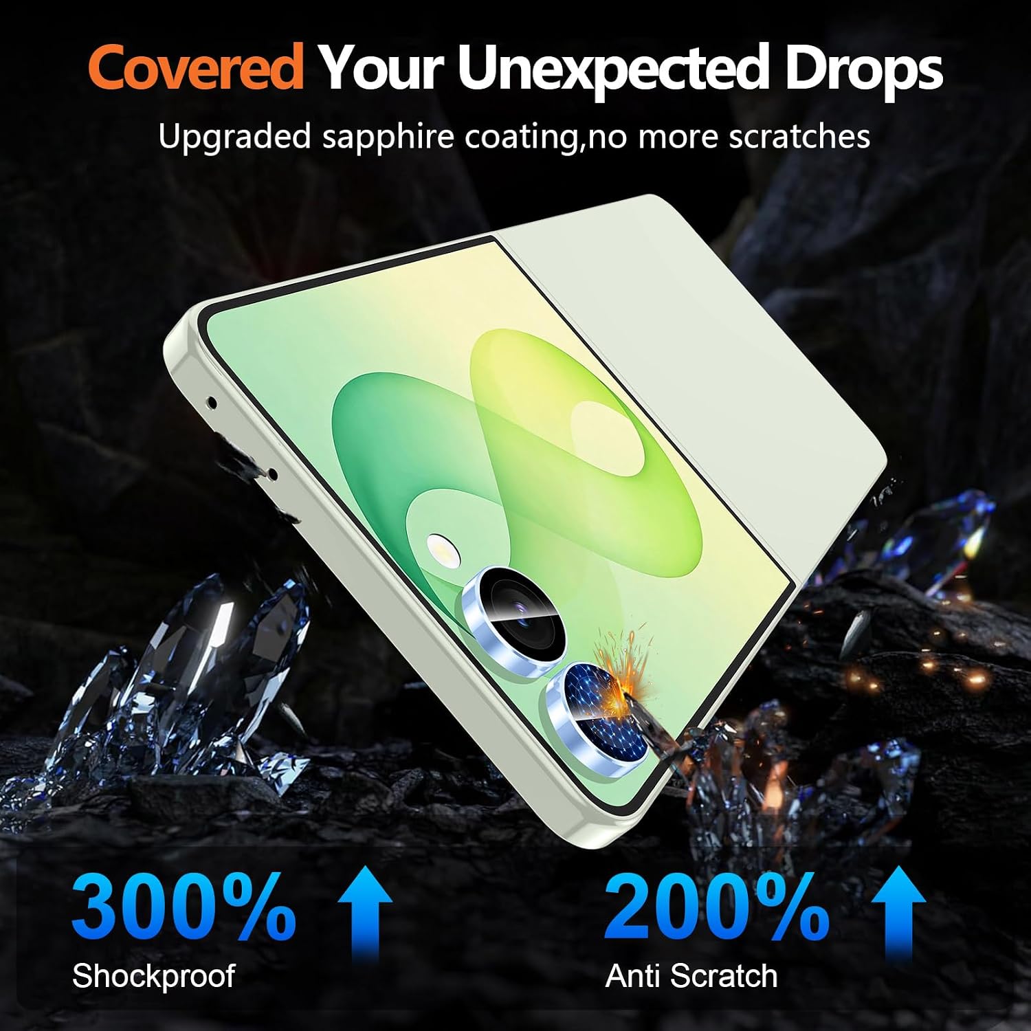 for Samsung Galaxy Z Flip 8 Camera Lens Protector, Individual Metal Ring Tempered Glass Lens Cover, [Strong Adsorption] Scratch Resistant Ultra-Thin HD Clear Lens Cover, 1 Set-Blue Ring