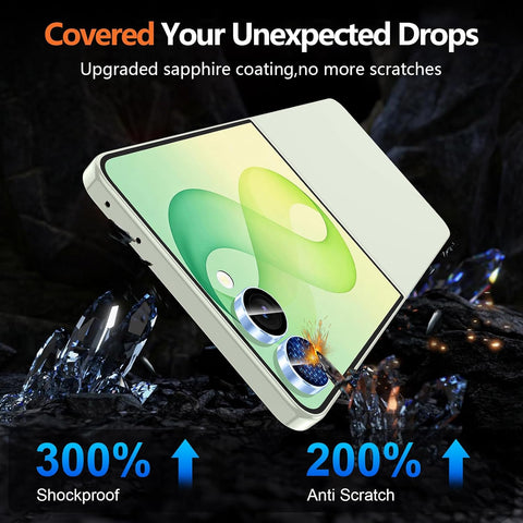for Samsung Galaxy Z Flip 8 Camera Lens Protector, Individual Metal Ring Tempered Glass Lens Cover, [Strong Adsorption] Scratch Resistant Ultra-Thin HD Clear Lens Cover, 1 Set-Blue Ring