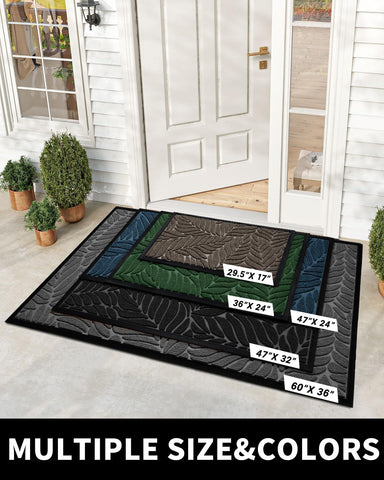 Yimobra Leaf Pattern Door Mat, 36 x 24 in, Black