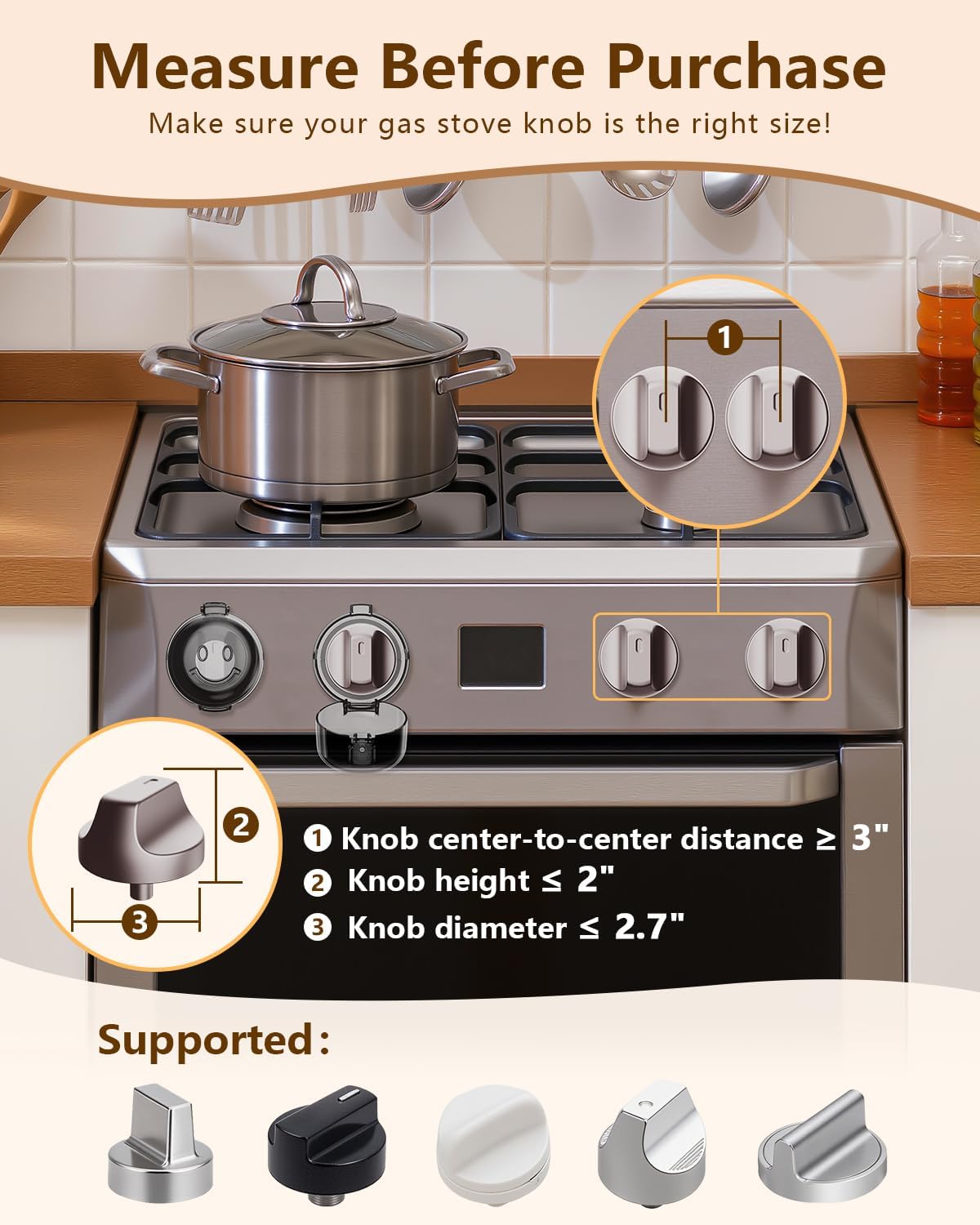 Stove Knob Safety Covers - 5 Pack Heat Resistant Stove Knob Covers