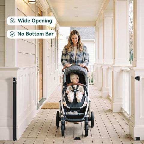 Babepai Retractable Baby Gates for Stairs, Retractable Dog Gate for Indoor/Outdoor Use | Child Gates for Doorways, Deck, Porch, Hallways, Patio (Black, 55" Wide 34" Height)