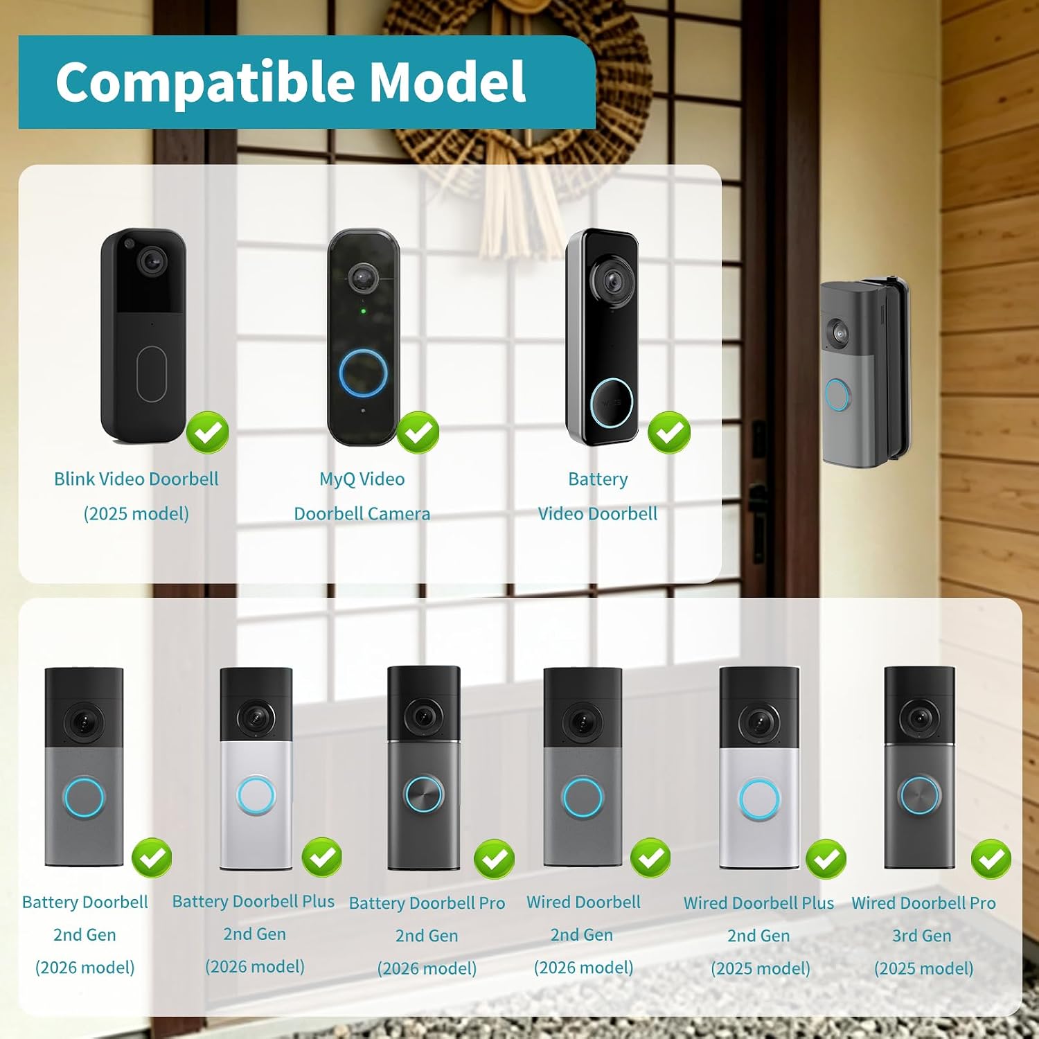 All-New Ring/Blink Doorbell Angle Mount, 30-55° Left/Right Corner Mount Kit