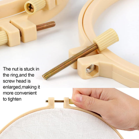 6 Pcs Embroidery Hoop, Round Plastic Cross Stitch Hoop with 16 Needles (3.6In to 10.7 in), Small Embroidery Hoop, Cross Stitch Hoops and Frames, Suitable for Embroidery, Craft Sewing