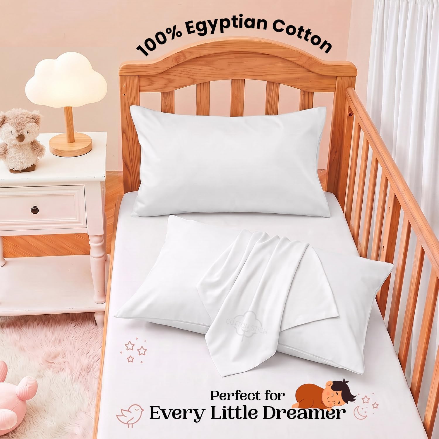COTTON STICH™ 16X22 Youth Pillowcase Set of 2, Hidden Zipper-White