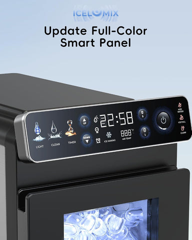ecozy Small Ice Maker with Full-Color Panel & Timer Function, 26 lbs/Day
