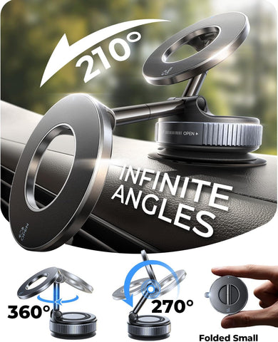 MRGLAS 2026 Upgraded for MagSafe Vacuum Car Phone Mount, 360° Adjustable