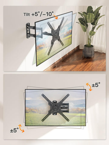 ELIVED Full Motion TV Wall Mount for 26-60" TVs, Max VESA 400x400, 77 lbs.