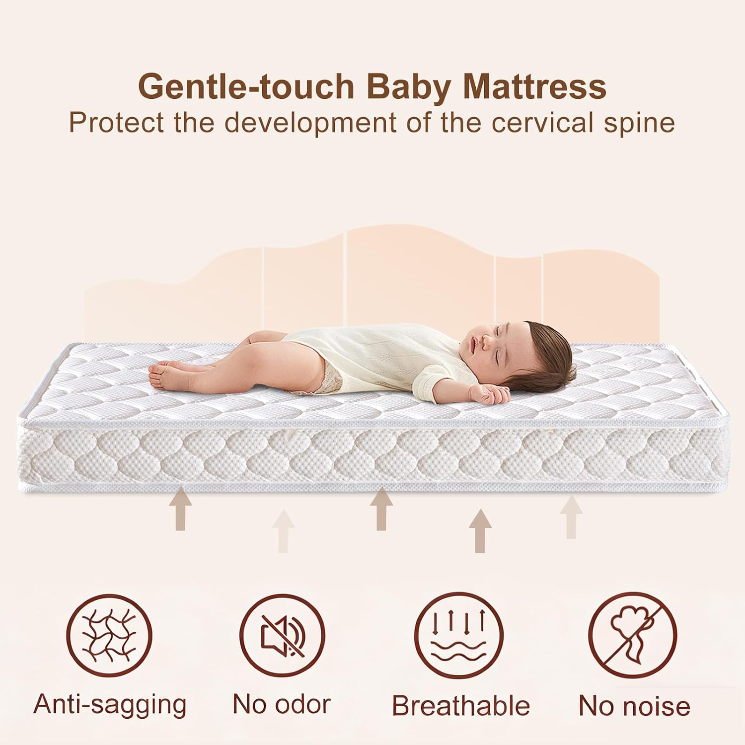 Premium Crib & Toddler Mattress-52"x27.6"x5", 100% Knitted Fabric, Soft Moisture Absorbent & Breathable Crib Mattress, Fits Standard Cribs & Toddler Beds