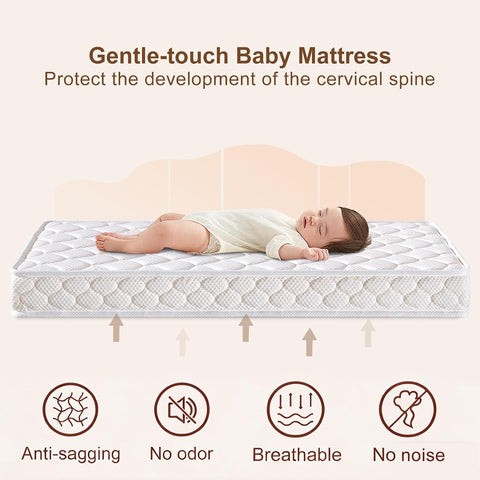 Premium Crib & Toddler Mattress-52"x27.6"x5", 100% Knitted Fabric, Soft Moisture Absorbent & Breathable Crib Mattress, Fits Standard Cribs & Toddler Beds