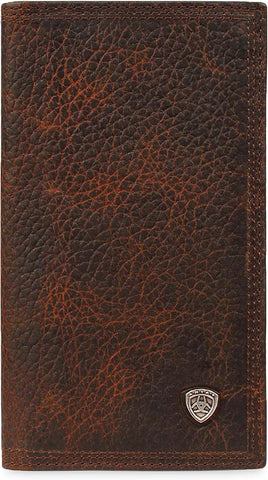 ARIAT Men's Rodeo Wallet in Oil Tan Leather with Brand Concho, ID and Card Slots