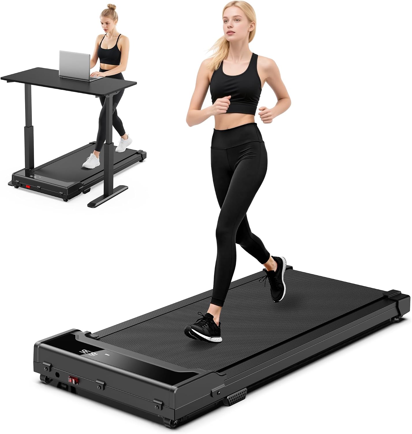 Walking Pad Treadmill for Home - Under Desk Walking and Running with Remote Control Portable Electric Machine Adjustable Slim Compact with 0.6-4.0MPH Modes Max up 265 Lbs for Home Office