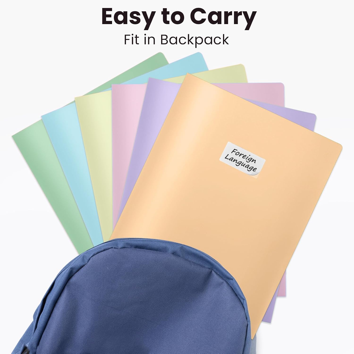 Sooez 6Pack Folders with Pockets, Pastels Colors, Heavy Duty Pocket Folder