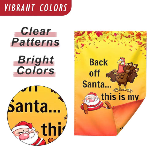 Funny Turkey Santa Thanksgiving Garden Flag Double Sided 12x18 Yard Decor