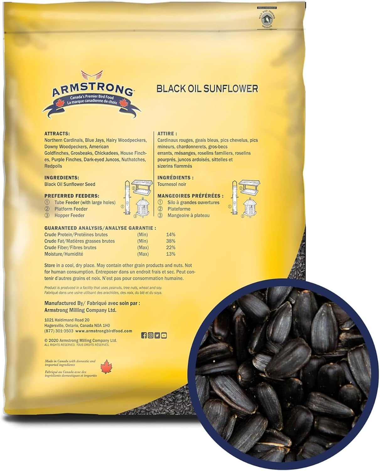 Armstrong Wild Bird Food Black Oil Sunflower Bird Seed, 8 Pounds - for Northern Cardinals, Blue Jays and Hairy Woodpeckers - Ideal for Outside Feeders