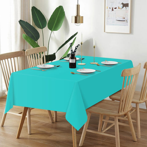 QIKSION 12 Pack Teal Plastic Tablecloth, Turquoise Table Cloth Disposable