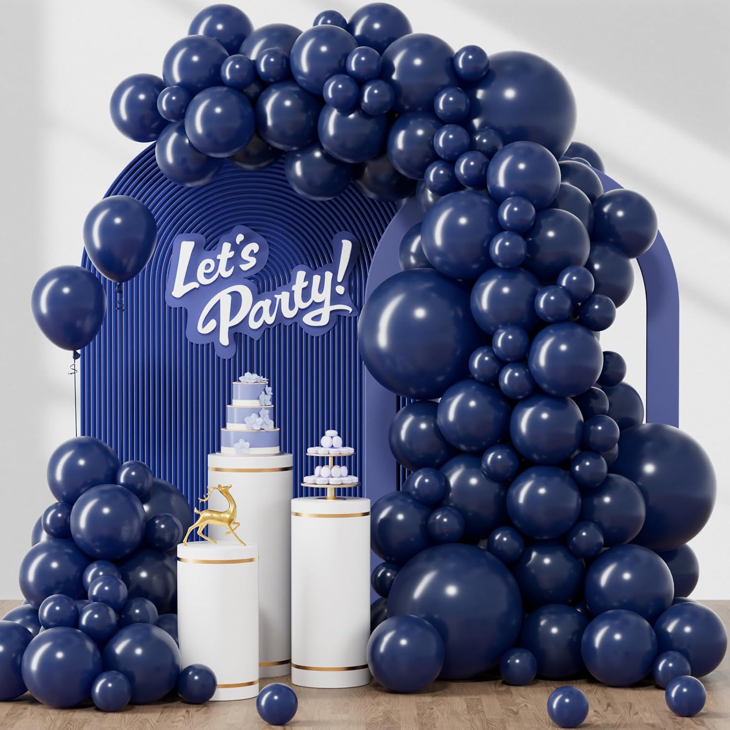 Awenztech 122pcs Navy Blue Latex Balloons in 18 12 10 5 inches