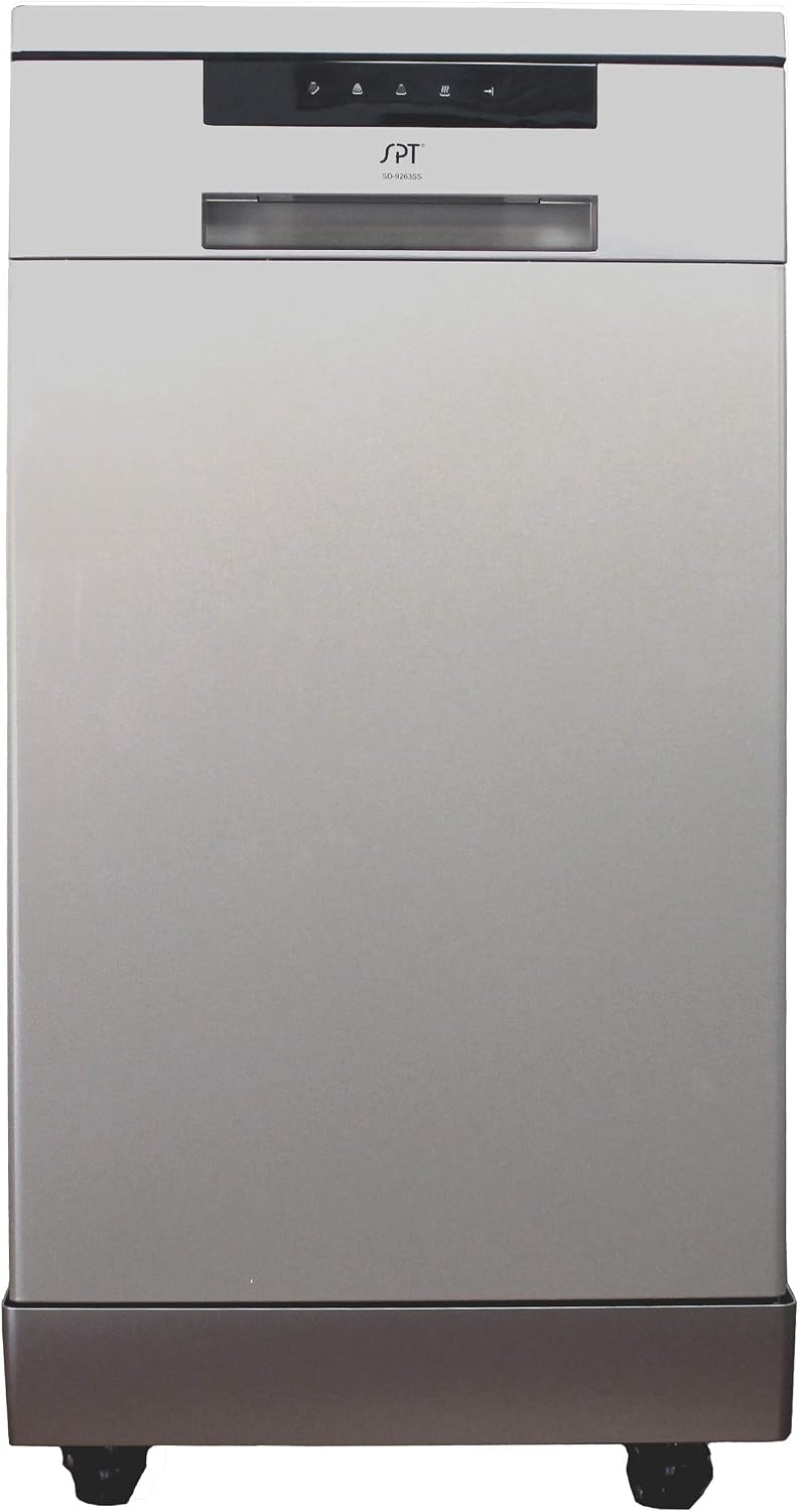 SPT SD-9263SSB 18″ Wide Portable Stainless Steel Dishwasher with ENERGY STAR, 6 Wash Programs, 8 Place Settings and Stainless Steel Tub