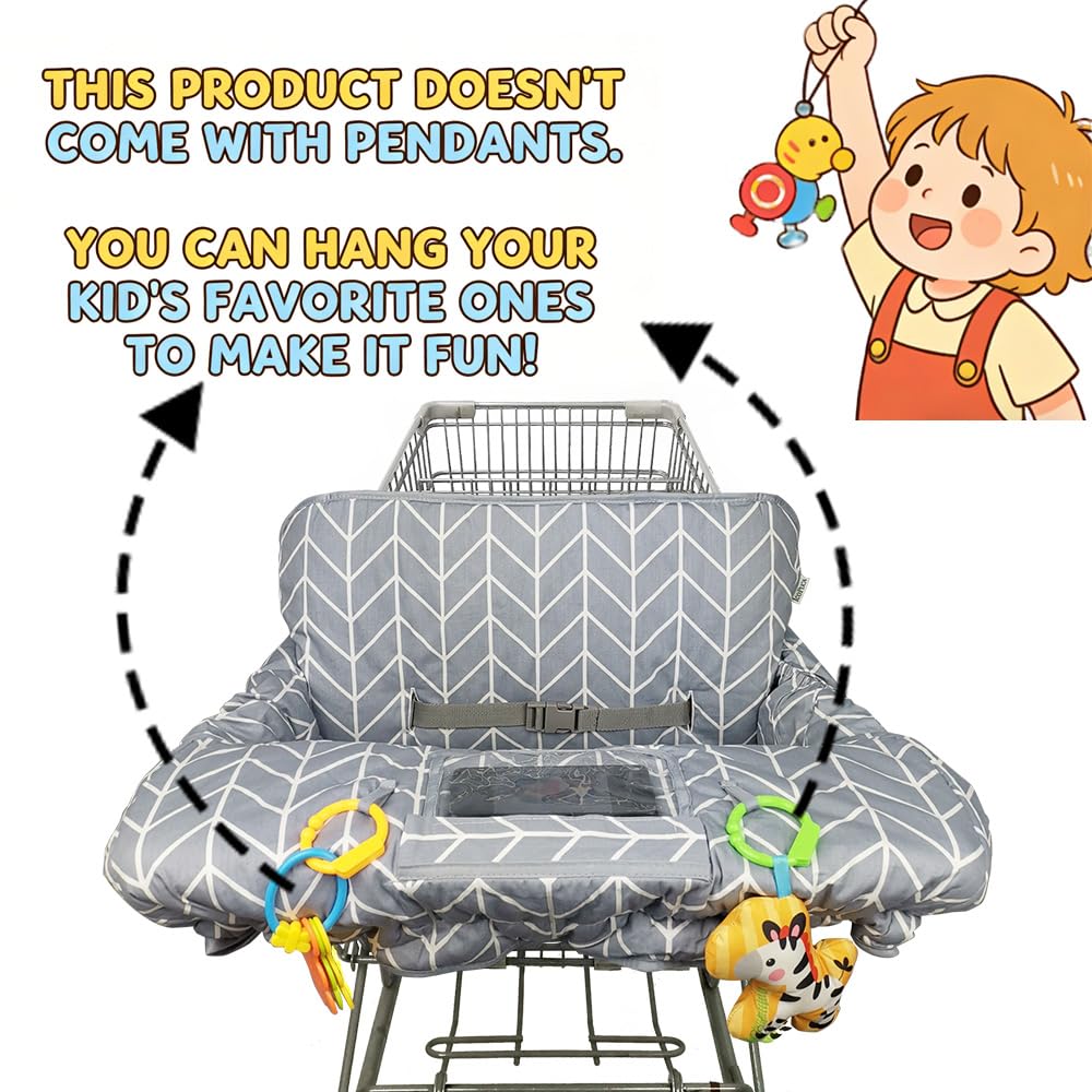 Shopping Cart Cover for Baby ICOPUCA Cotton High Chair Cover, Reversible, Machine Washable for Infant, Toddler, Boy or Girl (Grey Arrow Print)