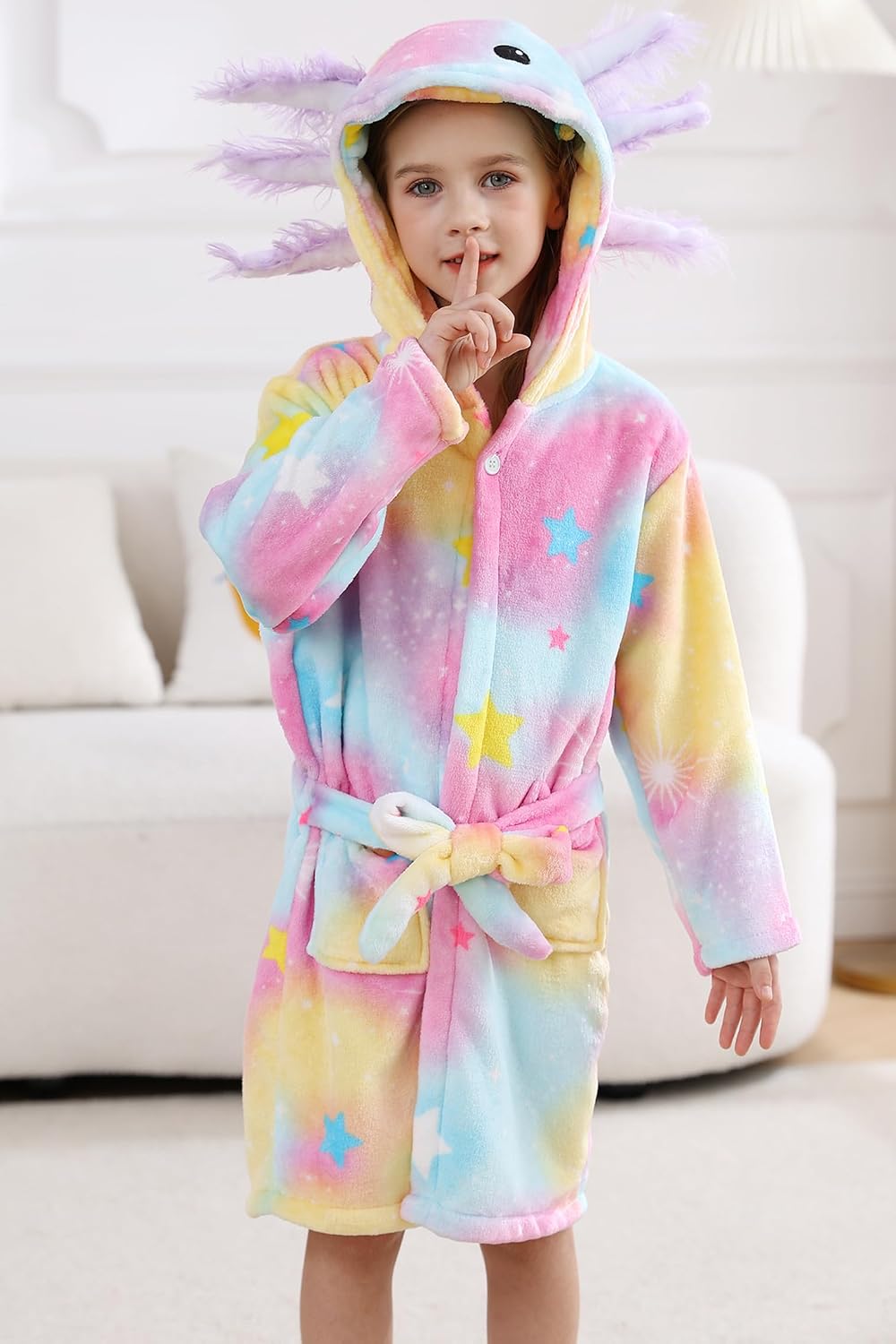 DELEY Unisex Boys Girls Bathrobes Toddler Hooded Robes Kids Sleepwear
