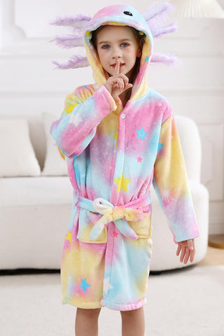 DELEY Unisex Boys Girls Bathrobes Toddler Hooded Robes Kids Sleepwear