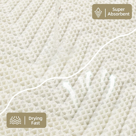 Sunfly Waffle Bath Mat, Boho Bathroom Rugs Non-Slip Washable Super Absorbent Quick Dry, Farmhouse Bathroom Decor 16"x24" Cream