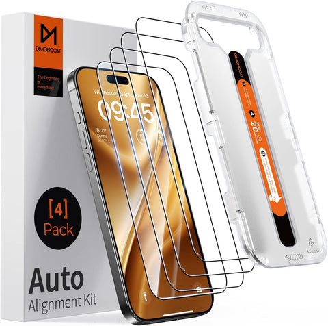 DIMONCOAT 4 Pack for iPhone 15 Pro Max Screen Protector Tempered Glass 6.7"
