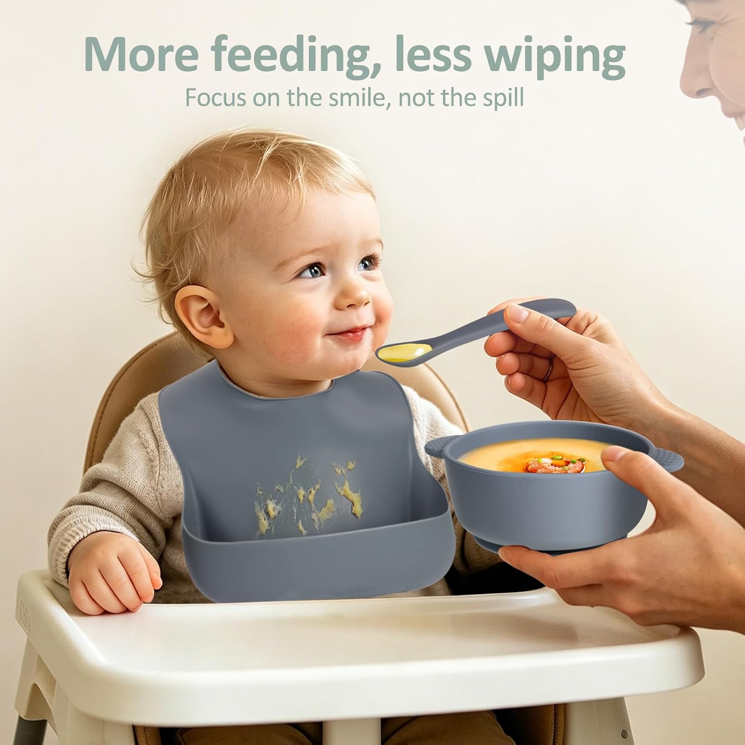 Eascrozn Silicone Bibs for Babies Toddler Set of 3, BPA Free