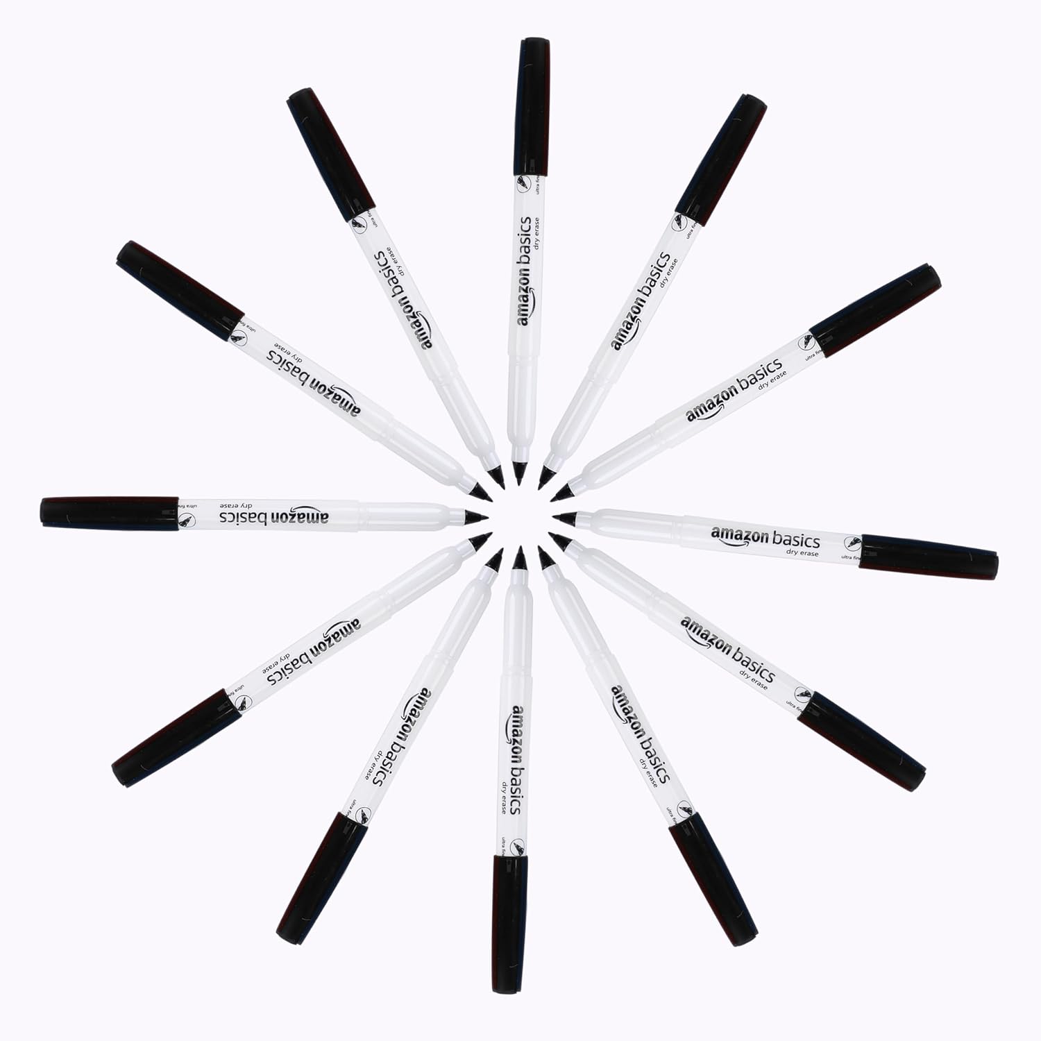Amazon Basics Low Odor Ultra Fine Tip Dry Erase Whiteboard Markers for Teacher Supplies, Black, 24-Pack