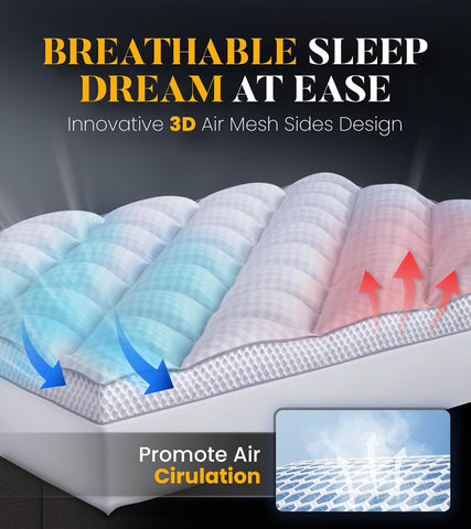 3 Inch Ultra-Fluffy Memory Foam Mattress Topper Cal King for Back Pain, Extra Soft Pillow Top Cal King Mattress Topper with 4X Support, Mattress Pad with Breathable Air Mesh Sides, 6-21'' Deep Pocket