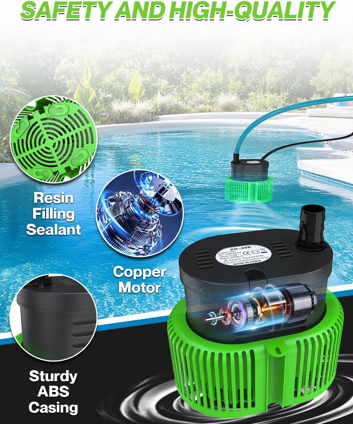 AgiiMan 850GPH Pool Cover Pump, Submersible Sump Pump above Ground