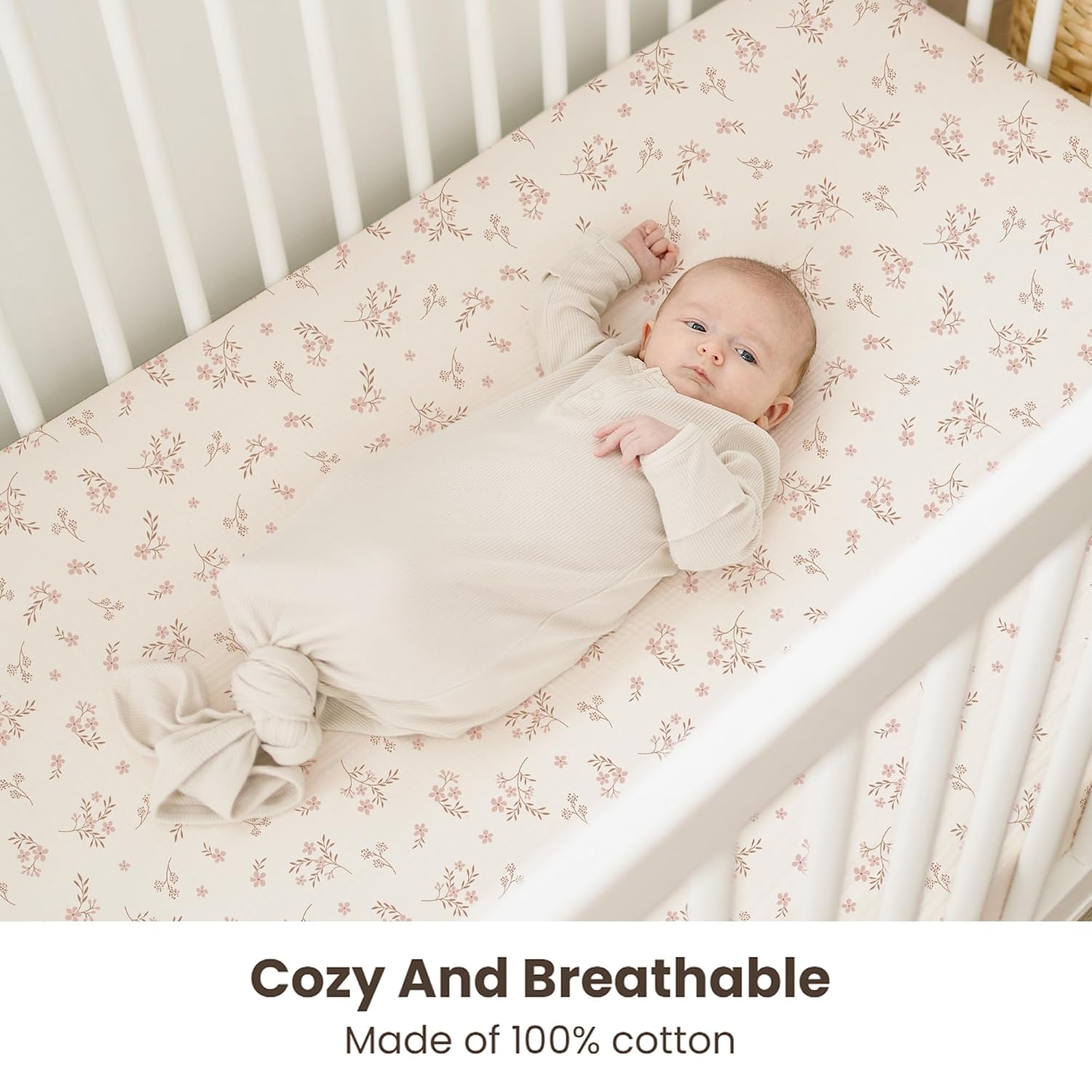 Konssy 2 Pack Muslin Crib Sheets for Baby Boys & Girls, 52" x 28"