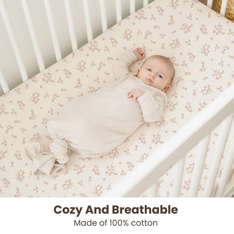 Konssy 2 Pack Muslin Crib Sheets for Baby Boys & Girls, 52" x 28"