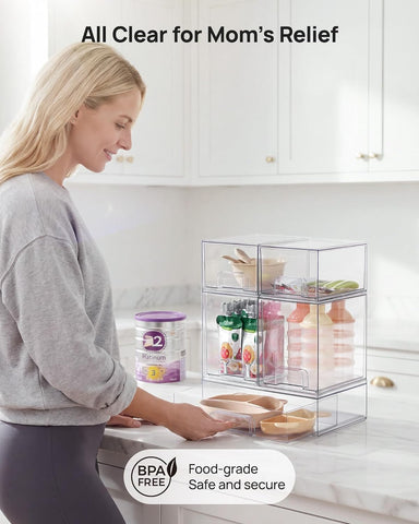 Vtopmart Clear Stackable Storage Drawers Set of 5, Plastic Organizer Bins