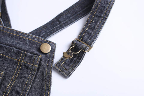 KIDSCOOL Toddler Baby Denim Overalls Ripped Holes Jean Bib Romper Jumpsuit