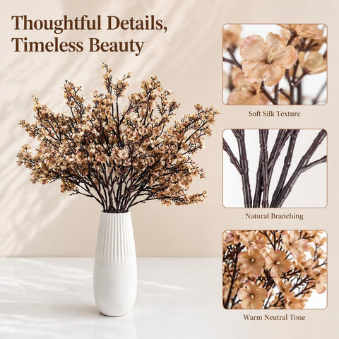 Mandy's 6 Bundles Artificial Light Brown Baby’s Breath Flowers
