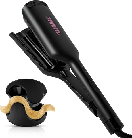 Trademark Beauty Hair Waver - Double Barrel Hair Crimper, Beach Waves Curling Iron, Babe Waves X, Adjustable Temperature Hair Curler, Hair Styling Tools, 1.25" - Black