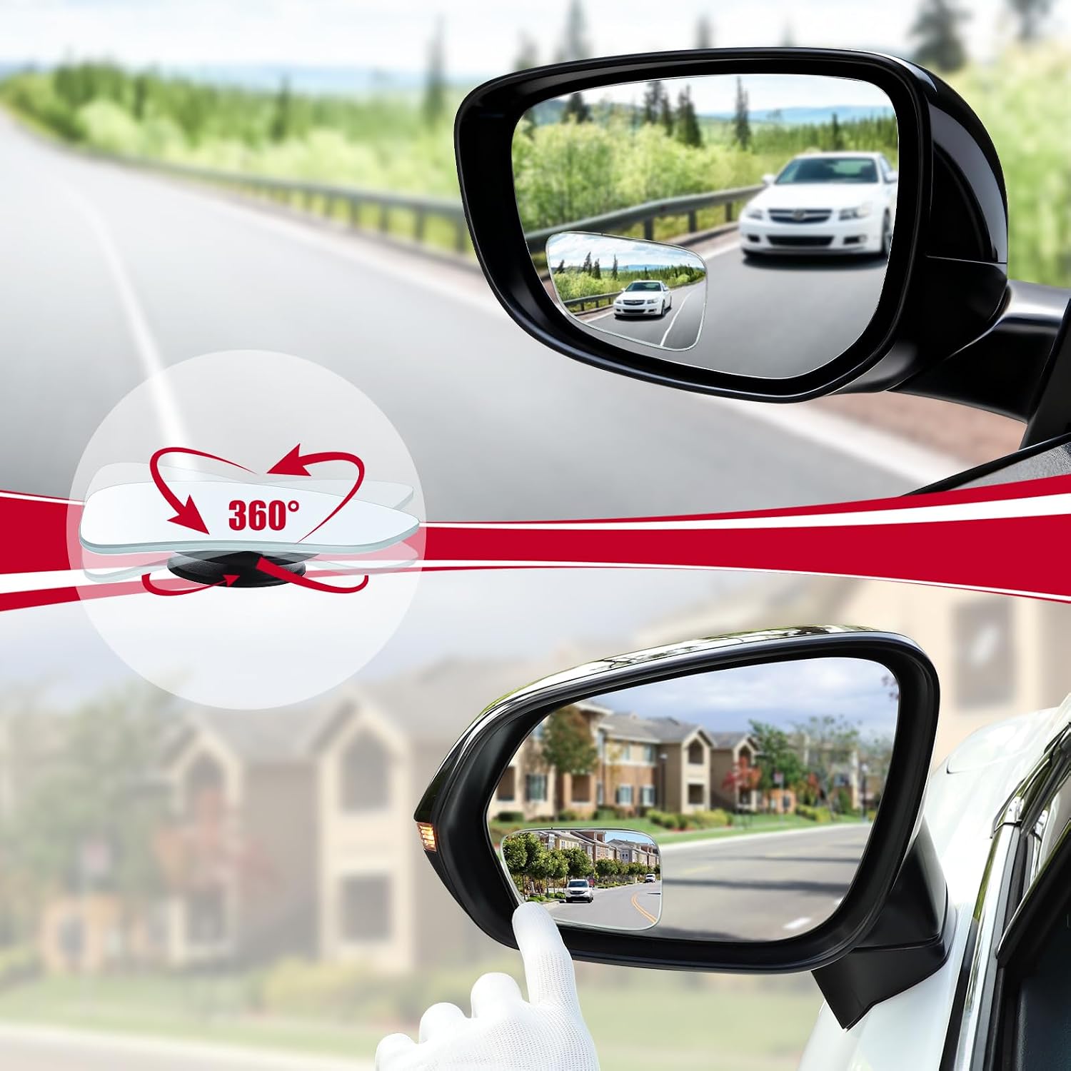 LivTee Blind Spot Car Mirror, HD Glass Frameless Convex Side Mirror Blindspot, Wide Angle Rear View Mirrors for SUVs, Trucks and RVs - Car Accessories