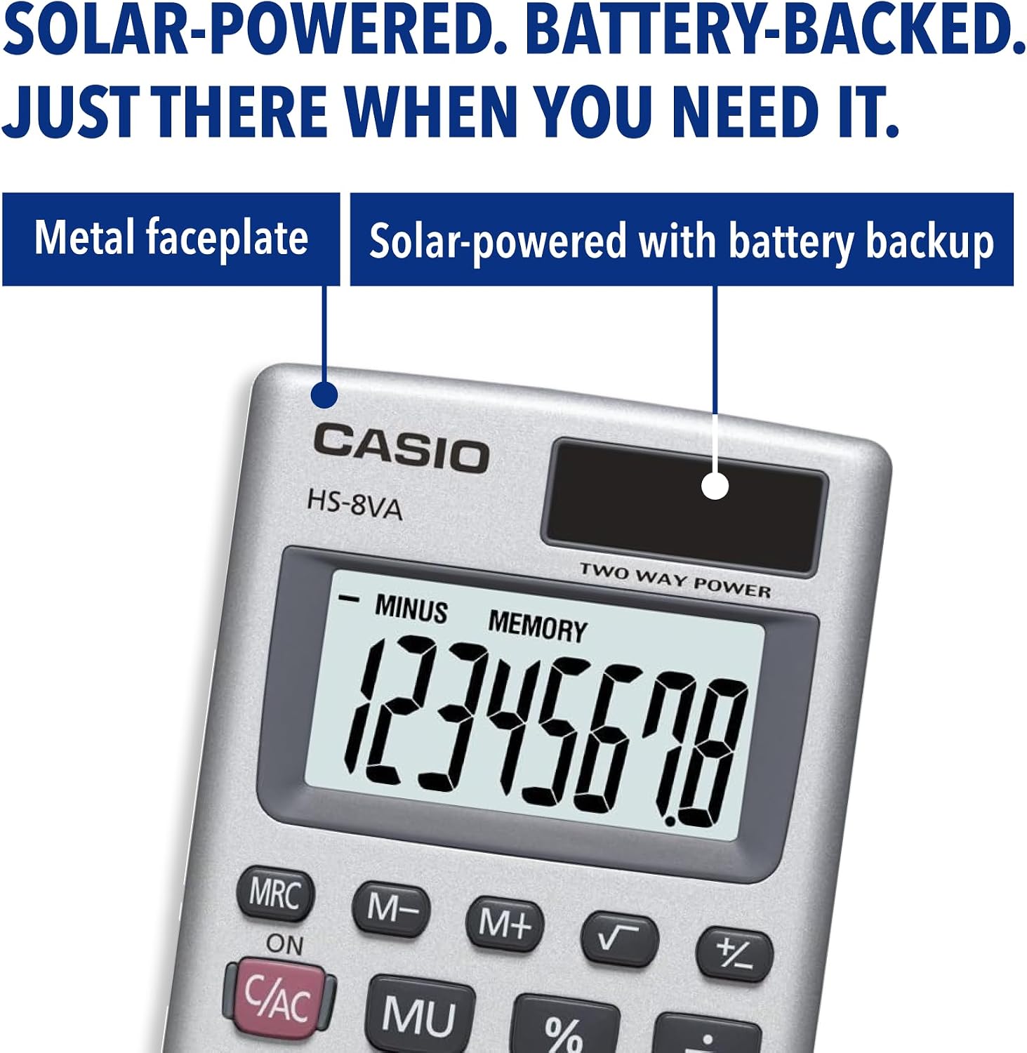 Casio HS-8VA Mini 6-Function Calculator