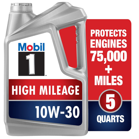 Mobil 1 High Mileage Full Synthetic Motor Oil 10W-30, 5 Quart