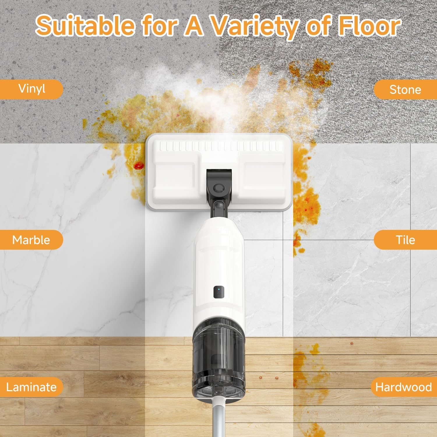 Steam Mop Cleaner 260°F Steam in 15s, 16.9oz Tank Hardwood and Tile