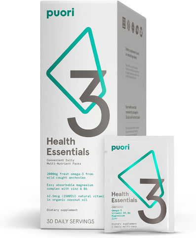 Puori P3 Health Essentials, Daily Multi-Vitamin Packs, 30 Servings
