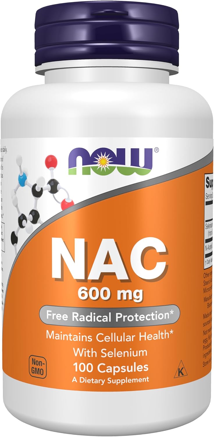 NOW Supplements, NAC (N-Acetyl Cysteine) 600 mg with Selenium, 100 Capsules