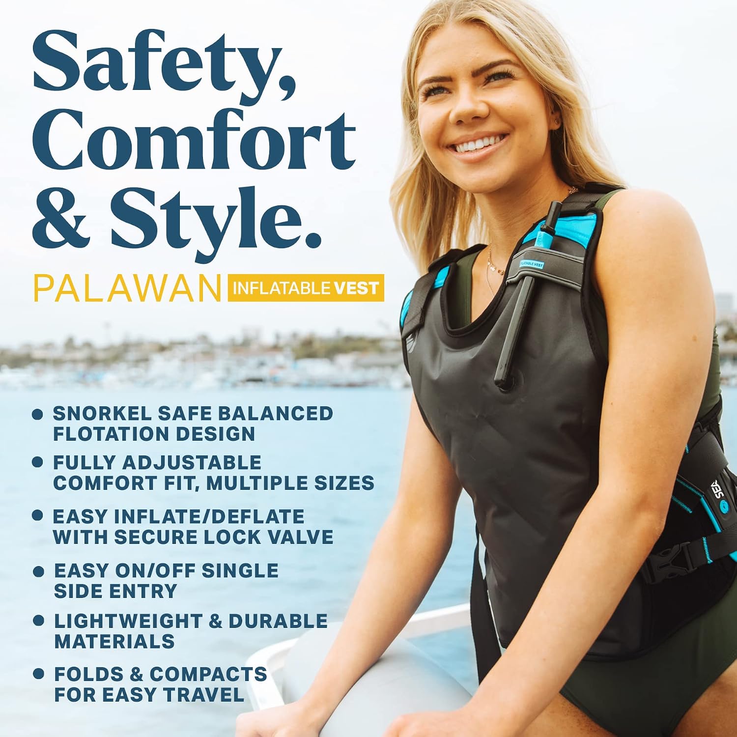 Seaview 180 Palawan Inflatable Snorkel Vest for Adults & Youth