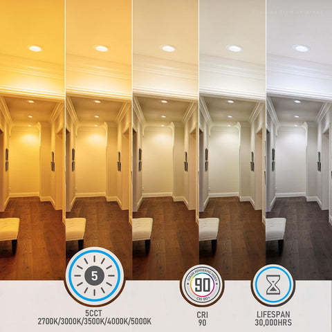 TORCHSTAR 8-Pack 5CCT 6 Inch LED Recessed Lighting Retrofit, Dimmable